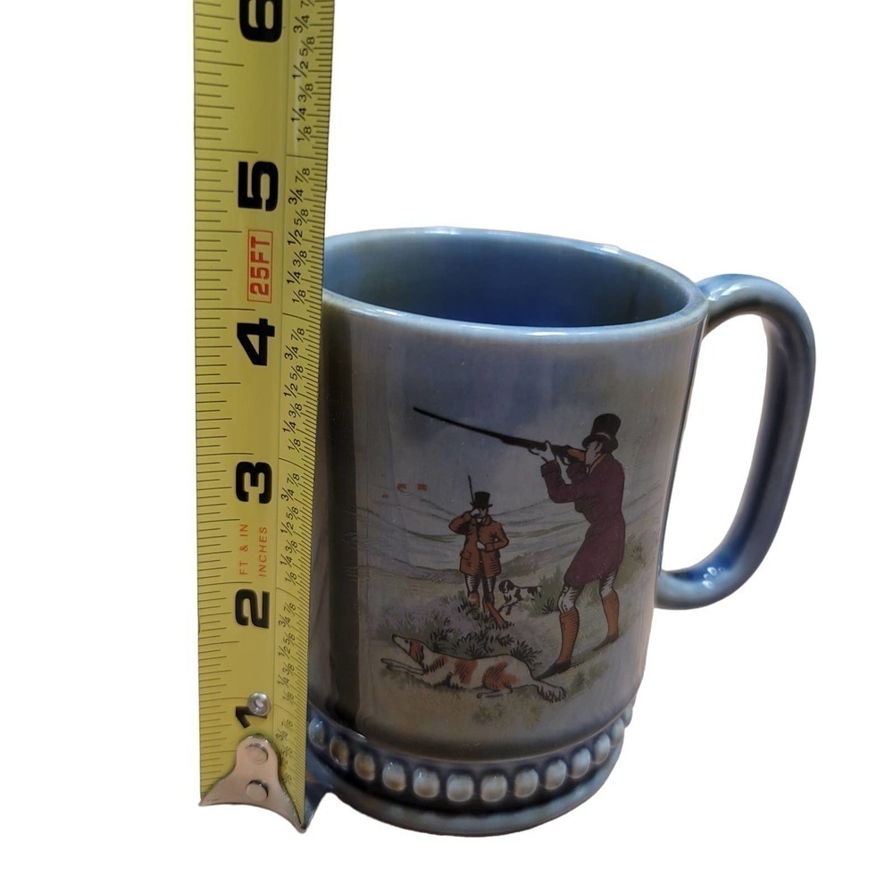 Irish Porcelain Wade Pottery Mug Hunting Scene Blue Green Ireland - Picture 6 of 8